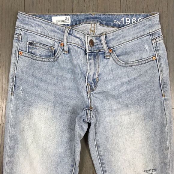 Gap Always Skinny Light Wash Distressed Denim Jean - Picture 4 of 8